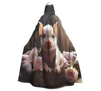 Qwvbn Carino giovane maiale con cappuccio Halloween gioco di ruolo costume accappatoio mantello mantello leggero drappeggiato giacca