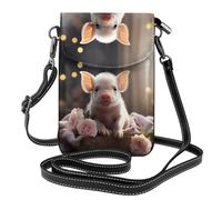 Qwvbn Carino giovane maiale pelle crossbody flap borsa telefono patta, morbida e impermeabile, può essere utilizzato come un portafoglio, con una tracolla staccabile.