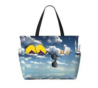 QWVBN Cielo blu e nuvole bianche Borsa da viaggio da spiaggia, leggera e riutilizzabile, adatta per viaggi in famiglia, palestra e avventure all'aria aperta.