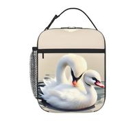 Qwvbn Cute Little Swan Prints, borsa per il pranzo portatile, leggera e isolata, adatta sia per uomini che per donne, ideale per picnic e viaggi