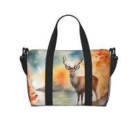 Qwvbn Deer by the River Prints, borsa a tracolla da viaggio, comoda, leggera e impermeabile, adatta per viaggi e uso quotidiano.
