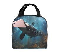QWVBN Enorme killer Whales - Borsa per il pranzo in alluminio ispessito con manico, trattiene il calore e la freschezza, ideale per pendolari e picnic.