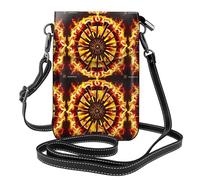 Qwvbn Girando la fiamma Borsa a tracolla in pelle con patta per telefono, morbida e impermeabile, può essere utilizzata come portafoglio, con tracolla staccabile.