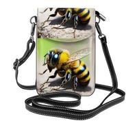 Qwvbn Graziosa borsa a tracolla in pelle con piccola ape, morbida e impermeabile, può essere utilizzata come portafoglio, con tracolla staccabile.