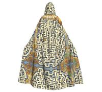 Qwvbn Labirinto mappa del tesoro con cappuccio Halloween gioco di ruolo costume accappatoio mantello mantello leggero drappeggiato giacca