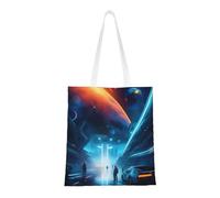 Qwvbn Le borse di tela di canapa del futuro di fantascienza sono riutilizzabili e adatte per lo shopping, andare a scuola, andare al lavoro, ecc.