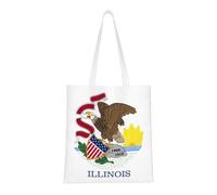 Qwvbn Le borse in tela con bandiera dello stato dell'Illinois sono riutilizzabili e adatte per lo shopping, andare a scuola, andare a lavoro, ecc.