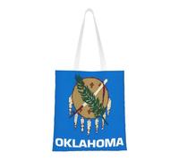 Qwvbn Le borse in tela con bandiera dello stato dell'Oklahoma sono riutilizzabili e adatte per lo shopping, andare a scuola, andare a lavoro, ecc.