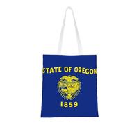 Qwvbn Le borse in tela con bandiera dello stato dell'Oregon sono riutilizzabili e adatte per lo shopping, andare a scuola, andare al lavoro, ecc.