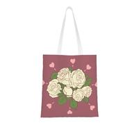 Qwvbn Le borse in tela con rose bianche dell'amore sono riutilizzabili e adatte per lo shopping, andare a scuola, andare al lavoro, ecc.