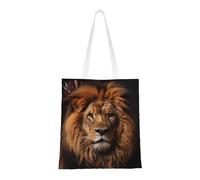 Qwvbn Le borse in tela Lion'S Gaze sono riutilizzabili e adatte per lo shopping, andare a scuola, andare al lavoro, ecc.