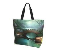 Qwvbn Little Bridge in the East Prints, borsa per la spesa a spalla singola da donna, design elegante e spazioso, perfetta per spostamenti quotidiani e shopping.