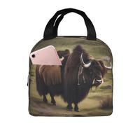 QWVBN Mighty Highland Yak - Borsa per il pranzo in alluminio ispessito con manico, mantiene il calore e la freschezza, ideale per pendolari e picnic.
