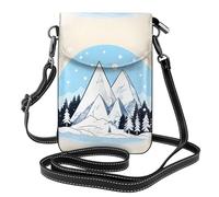 Qwvbn Montagne innevate Borsa a tracolla in pelle con patta per telefono, morbida e impermeabile, può essere utilizzata come portafoglio, con tracolla staccabile.
