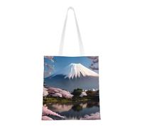 Qwvbn Monte Fuji in tela all'inizio della primavera borse tote sono riutilizzabili e adatte per lo shopping, andare a scuola, andare al lavoro, ecc.