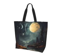 Qwvbn Moon Stars and Planets Prints, borsa per la spesa da donna a spalla singola, design elegante e spazioso, perfetta per i pendolari quotidiani e lo shopping.