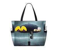 QWVBN Ombrello nero sotto la pioggia Borsa da viaggio da spiaggia, leggera e riutilizzabile, adatta per viaggi in famiglia, palestra e avventure all'aria aperta.