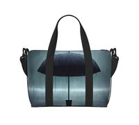 Qwvbn Ombrello nero sotto la pioggia Stampa Borsa a tracolla Borsa da viaggio Confortevole leggera e impermeabile adatta per viaggi e uso quotidiano.