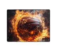 Qwvbn Pallacanestro sul fuoco e acqua fiamma schizzi stampe antiscivolo tappetino 160 x 122 cm decorazione per la casa morbido e antiscivolo adatto per soggiorni, hotel e uffici.