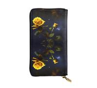 Qwvbn Pochette lunga in pelle con stampe di rose gialle con stampe di notte stellata per riporre assegni di contanti e telefoni cellulari, adatto sia per uomini che per donne.
