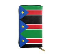 Qwvbn Portafoglio lungo in pelle con stampa bandiera del Sud Sudan per riporre assegni di contanti e telefoni cellulari, adatto sia per uomini che per donne.