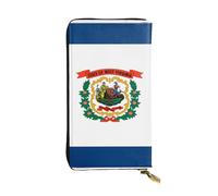 Qwvbn Portafoglio lungo in pelle con stampa della bandiera del West Virginia per riporre assegni di cassa e telefoni cellulari, adatto sia per uomini che per donne.