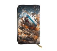 Qwvbn Portafoglio lungo in pelle con stampa Rugby on Fire per riporre assegni di cassa e telefoni cellulari, adatto sia per uomini che per donne.