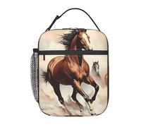 Qwvbn Prancing Brown Horse Comoda borsa termica portatile per il pranzo, riutilizzabile, adatta per lavoro, viaggi, picnic, ufficio, ecc.