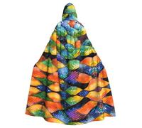 Qwvbn Rainbow Fish Scale Cappuccio Halloween Gioco di Ruolo Costume Accappatoio Mantello Mantello Leggero Drappeggiato Giacca