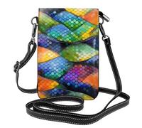 Qwvbn Rainbow Fish Scale Leather crossbody flap phone bag, morbido e impermeabile, può essere utilizzato come portafoglio, con una tracolla staccabile.