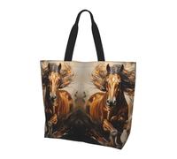 Qwvbn Running Brown Horse Prints Borsa della spesa monospalla da donna Spaziosa ed elegante design perfetto per i pendolari quotidiani e lo shopping.