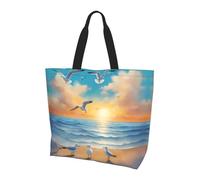 Qwvbn Seagulls by the sea Prints, borsa per la spesa a spalla singola da donna, design elegante e spazioso, perfetta per i pendolari quotidiani e lo shopping.