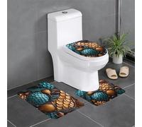 Qwvbn Set di 3 tappetini antiscivolo 61 x 40,6 cm, motivo a squame di pesce, stampa assorbente e resistente per l'uso in bagni e servizi igienici.