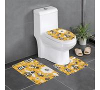 Qwvbn Set di 3 tappetini antiscivolo da 61 x 40,6 cm con stampa di api dei cartoni animati, assorbenti e resistenti per l'uso in bagni e servizi igienici.