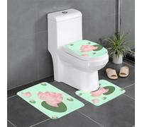 Qwvbn Set di 3 tappetini antiscivolo da 61 x 40,6 cm, fiori di loto in attesa di sbocciare, stampe assorbenti e resistenti per l'uso in bagni e servizi igienici.