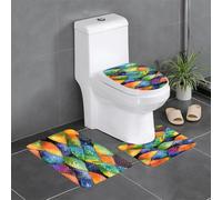 Qwvbn Set di 3 tappetini antiscivolo da 61 x 40,6 cm, motivo squame di pesce arcobaleno, assorbenti e resistenti per l'uso in bagni e servizi igienici.