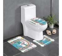Qwvbn Set di 3 tappetini antiscivolo da 61 x 40,6 cm, motivo unicorni vicino al fiume, assorbenti e resistenti per l'uso in bagni e servizi igienici.