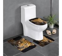 Qwvbn Set di 3 tappetini antiscivolo da 61 x 40,6 cm. Stampa leopardata dagli occhi profondi, assorbente e resistente per l'uso in bagni e servizi igienici.