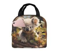 QWVBN Simpatica borsa per il pranzo in alluminio ispessito con motivo di koala, con manico, mantiene il calore e la freschezza, ideale per pendolari e picnic.
