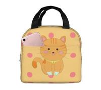 QWVBN Simpatico cartone animato gattino in alluminio ispessito borsa pranzo con manico, mantiene il calore e la freschezza, ideale per pendolari e picnic.