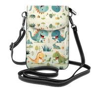 Qwvbn Simpatico piccolo dinosauro in pelle borsa a tracolla per telefono, morbida e impermeabile, può essere utilizzata come portafoglio, con una tracolla staccabile.