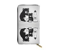 Qwvbn Simpatico portafoglio in pelle con stampa di bottiglia di latte con orso per conservare assegni di contanti e telefoni cellulari, adatto sia per uomini che per donne.