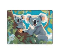 Qwvbn Tappetino antiscivolo con due koala felici, 160 x 122 cm, morbido e antiscivolo, adatto per soggiorni, hotel e uffici.