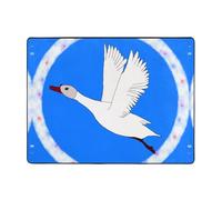 Qwvbn Tappetino antiscivolo con stampa di oca bianca volante, 160 x 122 cm, decorazione per la casa, morbido e antiscivolo, adatto per soggiorni, hotel e uffici.