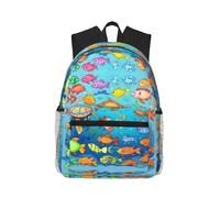 QWVBN Turtle and Fish - Zaino comodo, leggero e casual, ideale per viaggi quotidiani e attività all'aperto