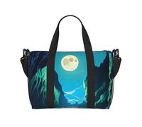 Qwvbn Water Moon Cave Prints borsa a tracolla borsa da viaggio comoda leggera e impermeabile adatta per viaggi e uso quotidiano.