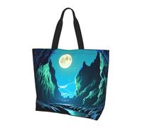 Qwvbn Water Moon Cave Prints, borsa per la spesa a spalla singola da donna, design elegante e spazioso, perfetta per i pendolari quotidiani e lo shopping.