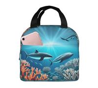 QWVBN Whales Under The Sea - Borsa per il pranzo in alluminio ispessito con manico, mantiene il calore e la freschezza, ideale per pendolari e picnic.
