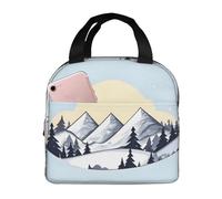 QWVBN White Snowy Mountains - Borsa per il pranzo in alluminio ispessito con manico, mantiene il calore e la freschezza, ideale per pendolari e picnic.