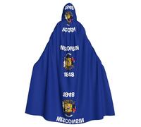 Qwvbn Wisconsin, mantello con cappuccio con bandiera dello Stato, per Halloween, gioco di ruolo, mantello, mantello leggero drappeggiato